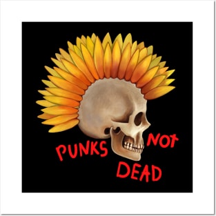 Punks not dead skull sunflower Posters and Art